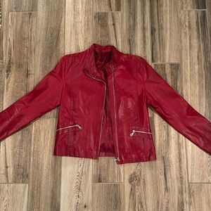 Red Faux Leather Jacket